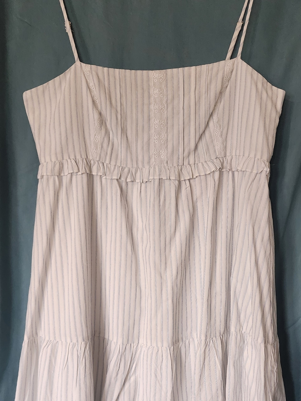 Altar'd State White and Light Blue Striped Spaghetti Strap Camisole Dress